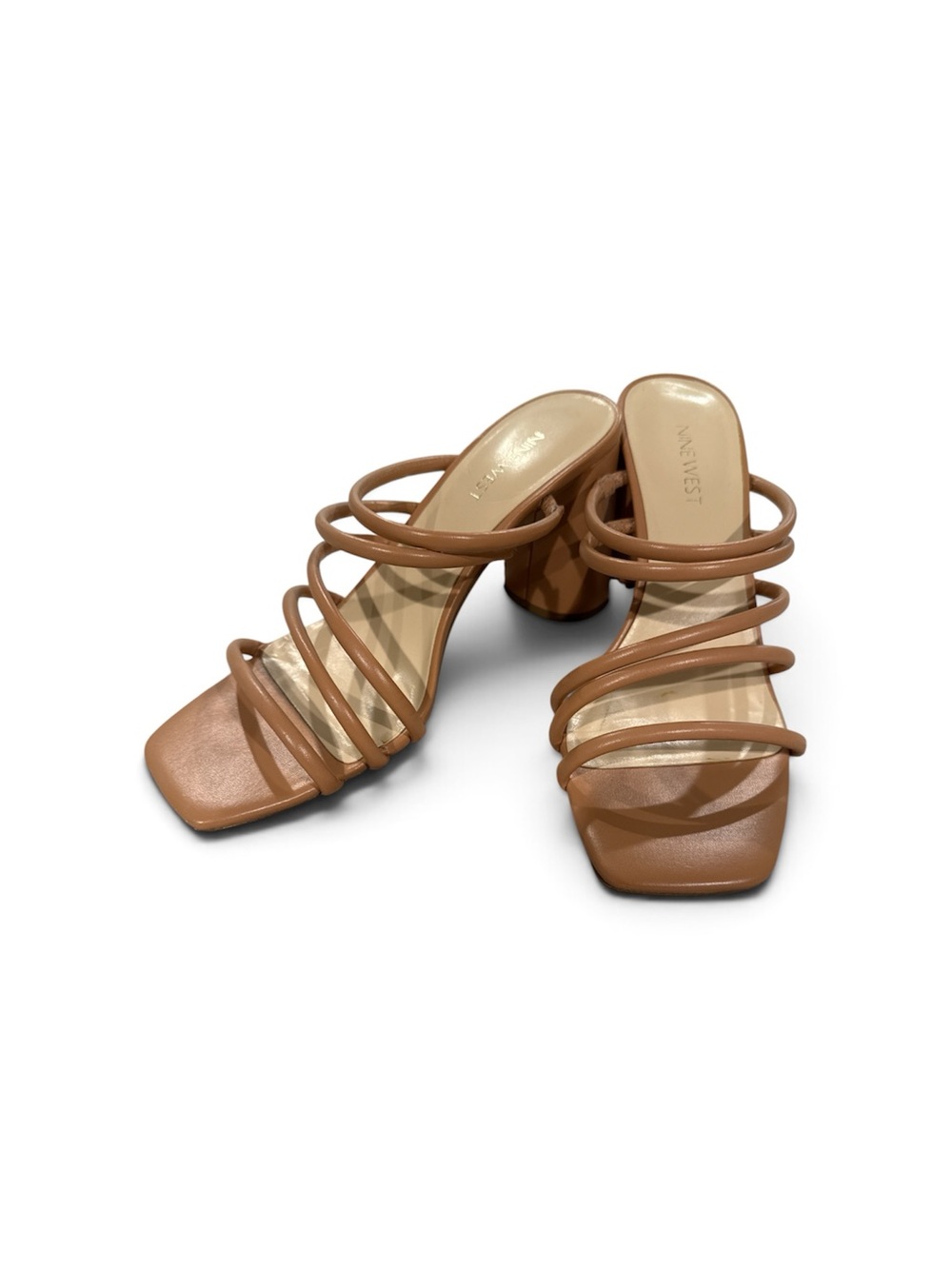CLEARANCE Nine West Glowy3 Women's size 9M Heel Sandals Multi Strap Square Toe
